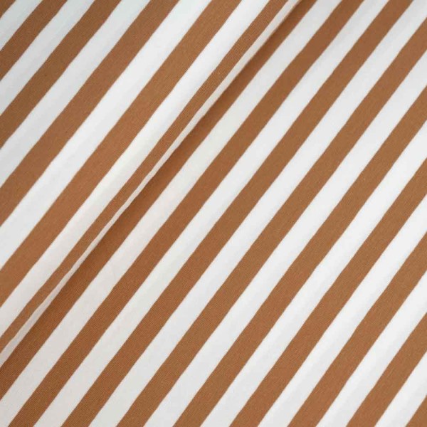 Baumwolljersey Blockstreifen camel-weiß