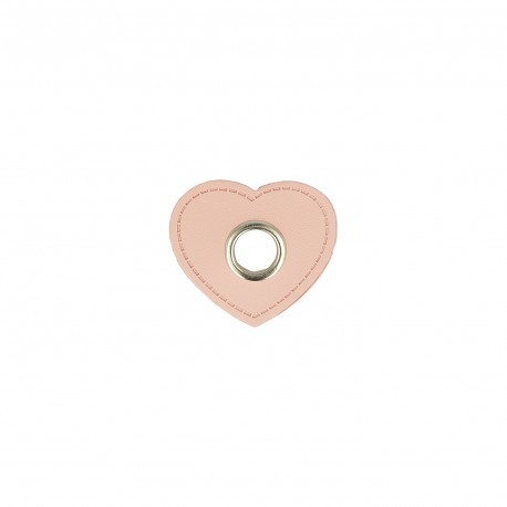 4 Stk Kunstleder-Ösen Herz 10mm rosa