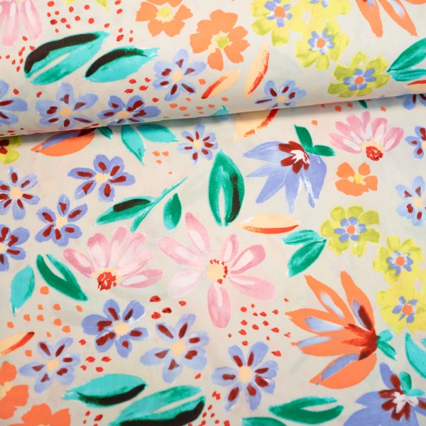 Baumwoll Stretch Summer Vibes beige