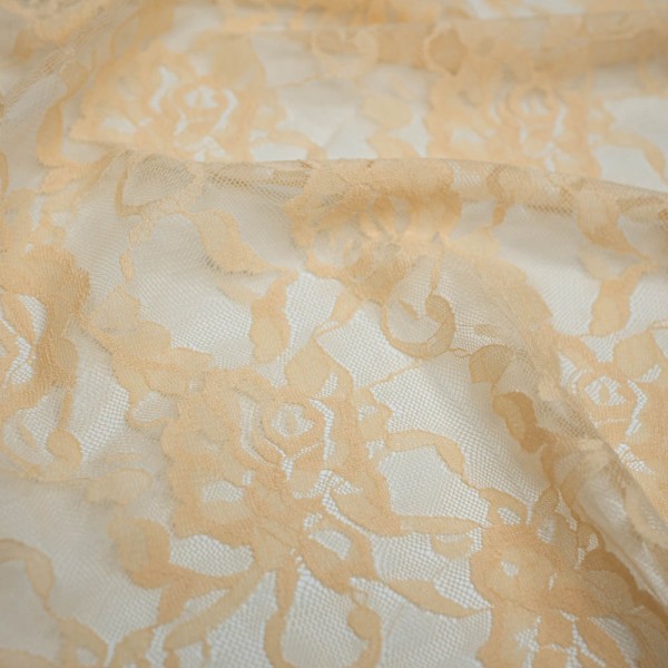 Italienische Spitze STRETCH Rosen beige