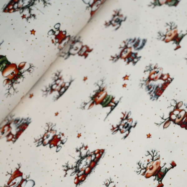 Baumwolljersey X-Mas Elch ecru
