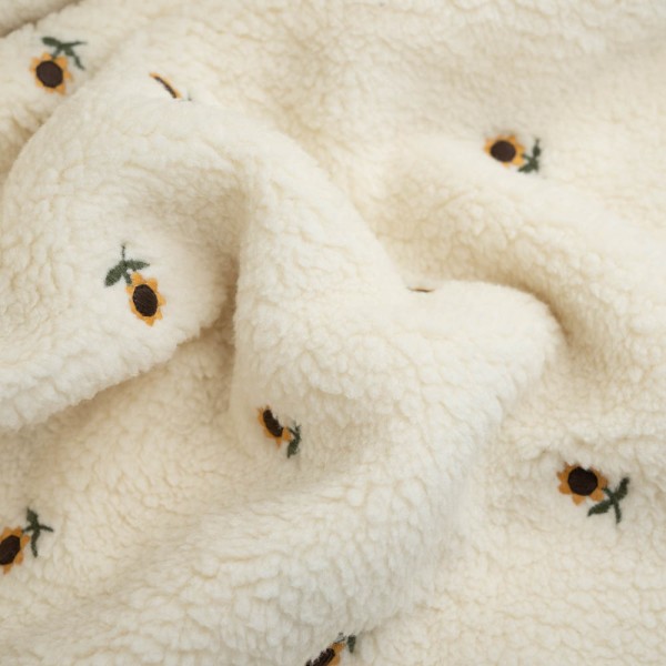 Teddyplüsch bestickt Sonnenblume natur