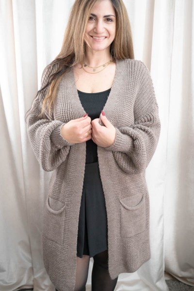 Strickjacke midi Alessia taupe