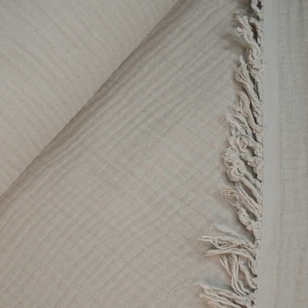 Musselin 4-lagig Fransenbordüre beige
