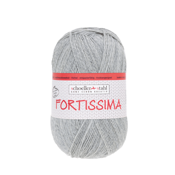 Fortissima 100gr Sockenwolle 4-fädig meliert hellgrau