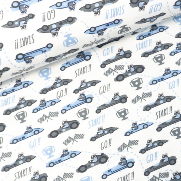 Baumwolljersey Racing Mouse weiß