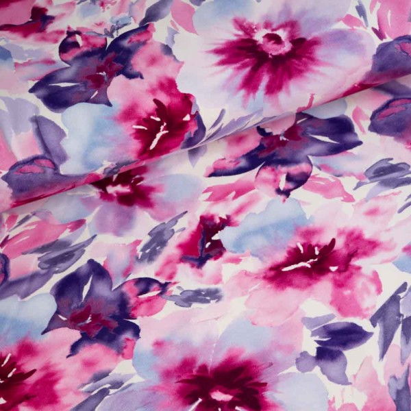 French Terry Sweat Aquarellblumen pink