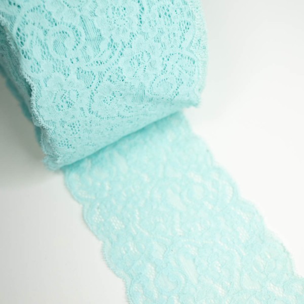 Elastische Spitzenborte Blume 11cm mint