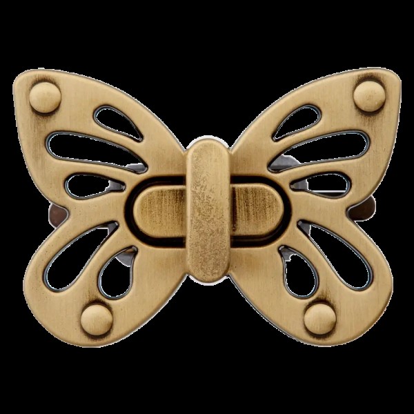 Taschenverschluss Schmetterling 50mm altgold