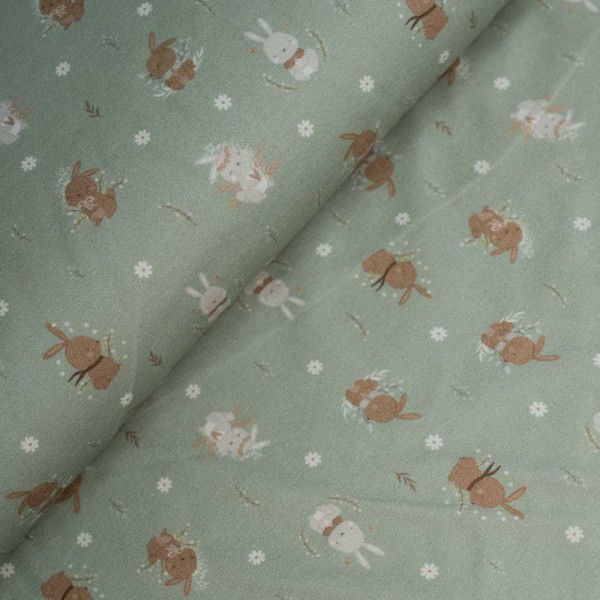 Baumwolljersey kleiner Hase salbei