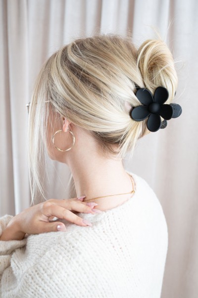 Haarklammer Blume schwarz