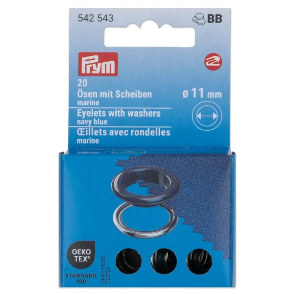 Prym Ösen mit Scheiben 11mm dunkelblau