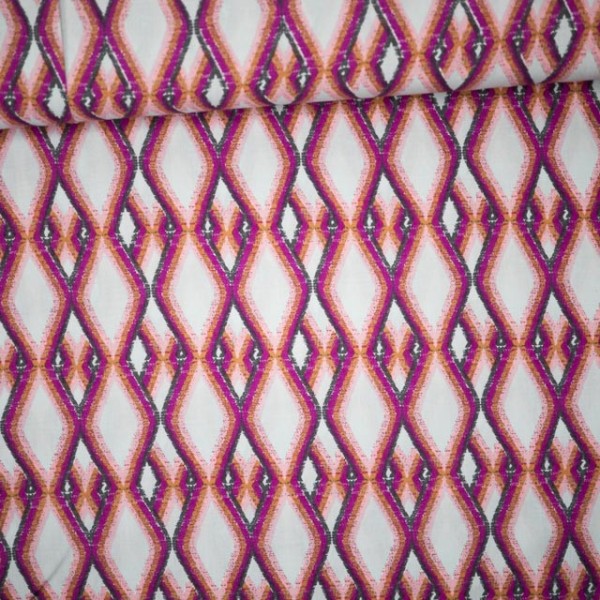 3,10m Zuschnitt Viskose Popeline Grafisch pastellrosa