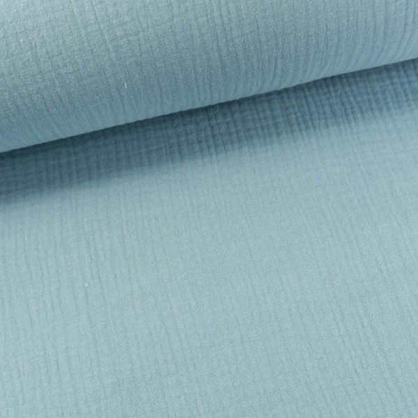 Musselin Double Gauze Uni jeansblau hell