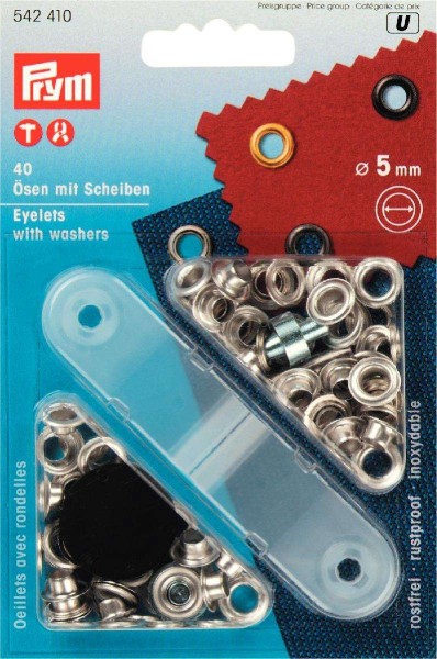 Prym Ösen mit Scheiben silber 5 mm inkl. Lochwerkzeug