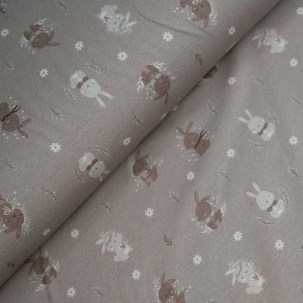 Baumwolljersey kleiner Hase taupe