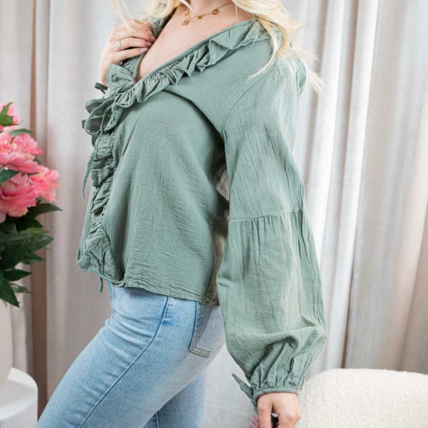 Baumwollbluse Ilaria khaki