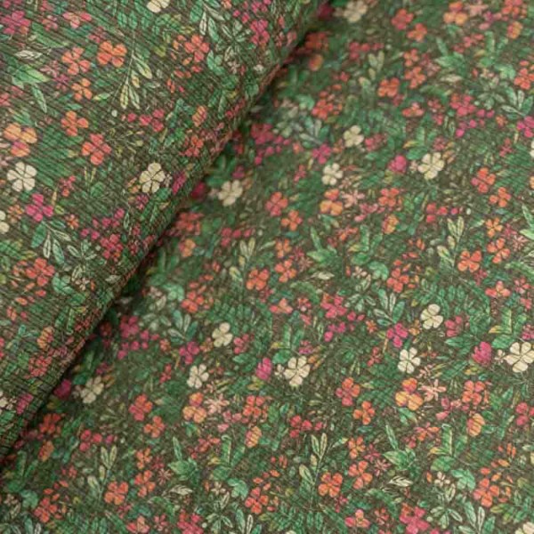Cord Stretch Blumen khaki
