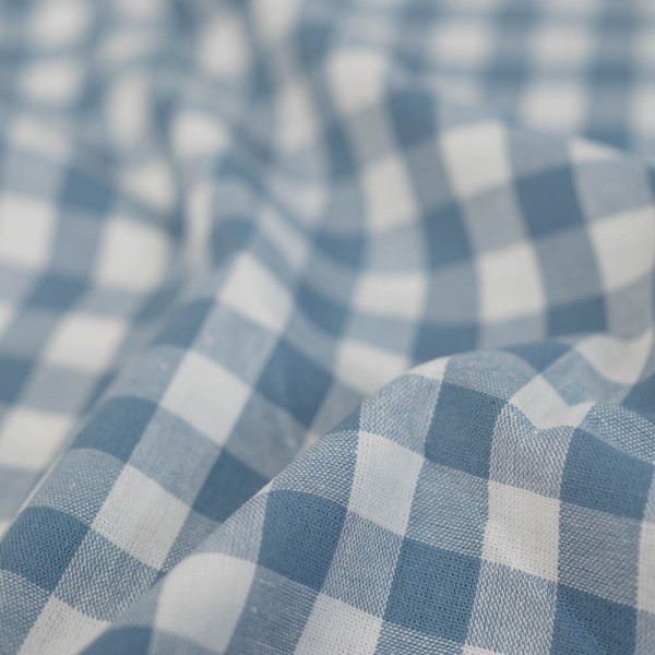 Baumwoll Popeline Karo Groß 8mm jeansblau