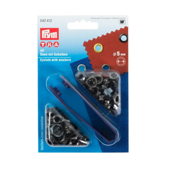 Prym Ösen mit Scheiben platin 5 mm inkl. Lochwerkzeug