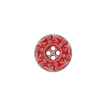 Prym Metallknopf verziert Blüten 15mm rot