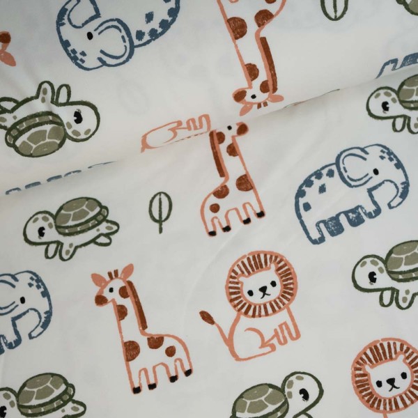 French Terry Sweat süße Tiere ecru