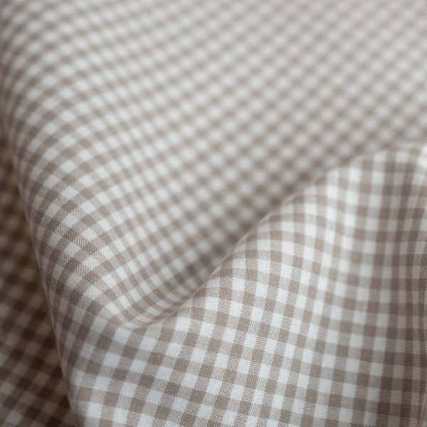 Edle Baumwoll Popeline Karo klein 3mm beige