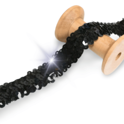 Paillettenband Stretch 30mm schwarz