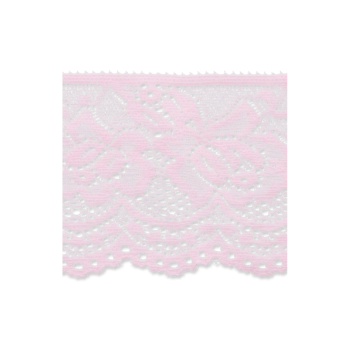 Prym Elastische Spitzenborte Blumen 6,5cm rosa