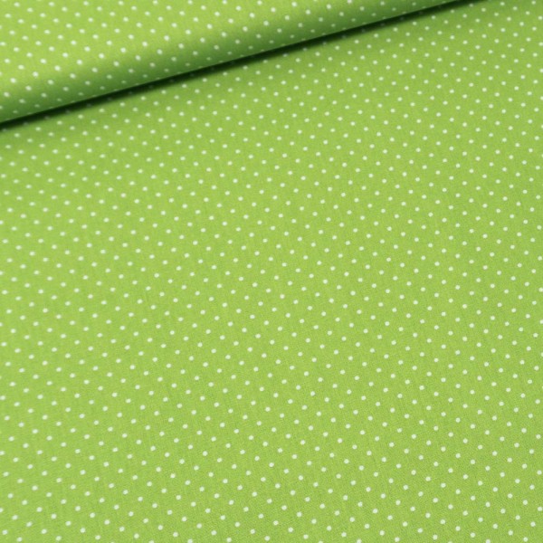 Edle Baumwollwebware Popeline Kleine Punkte lime