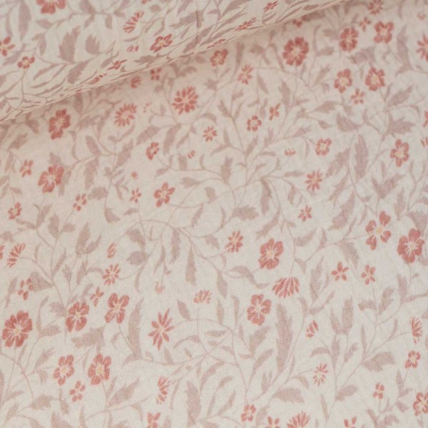 Musselin Double Gauze 250cm Überbreite Blumenranke altrosa