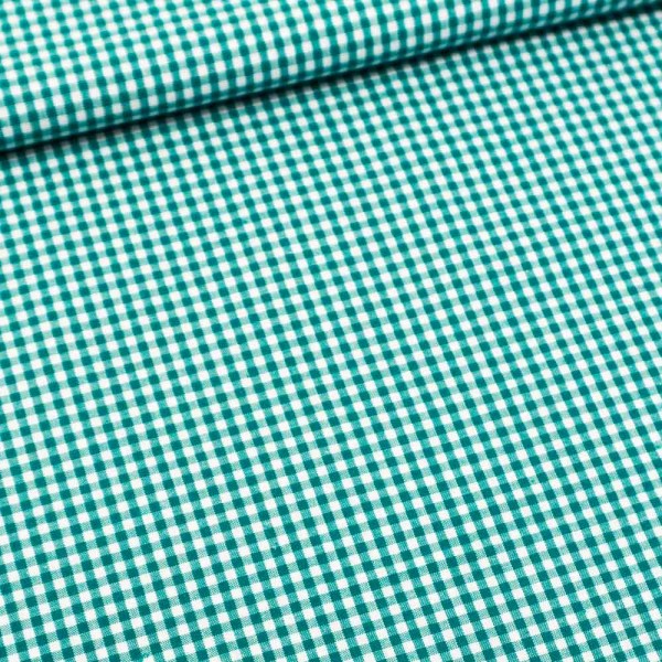 Baumwoll Popeline Karo klein 3mm petrol