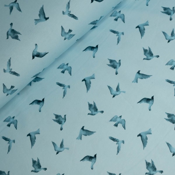 Baumwolljersey Schwalben hellblau