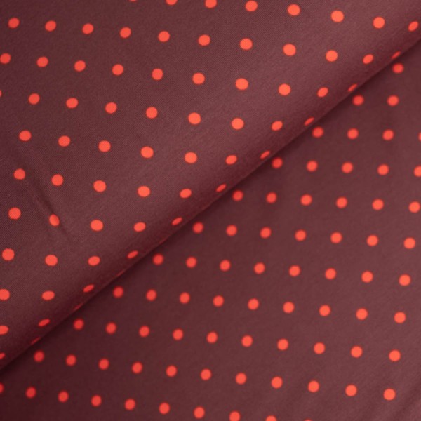 Baumwolljersey Punkte bordeaux