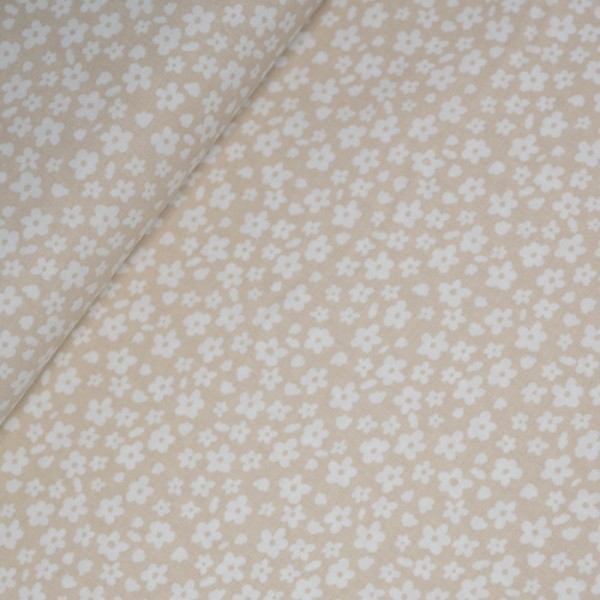 Baumwollwebware Blümchen beige
