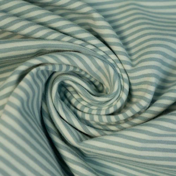 Baumwolljersey Streifen salbei-dusty mint