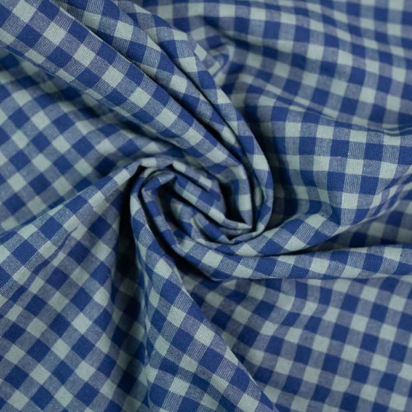 Seersucker Baumwollstoff Karo royalblau-blau