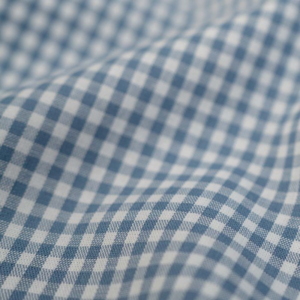 Edle Baumwoll Popeline Karo klein 3mm jeansblau