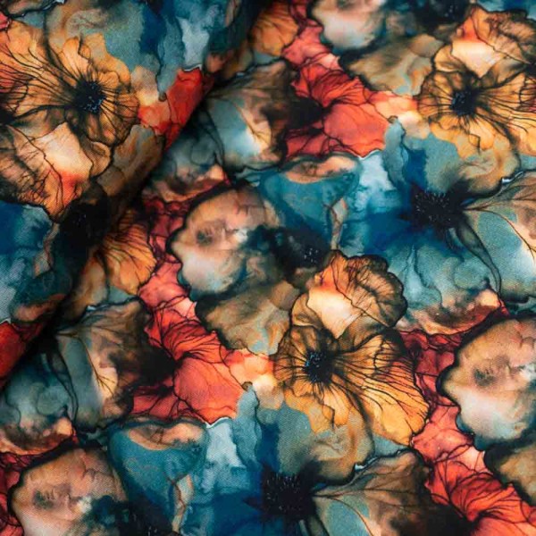 Baumwolljersey Wasserrosen petrol