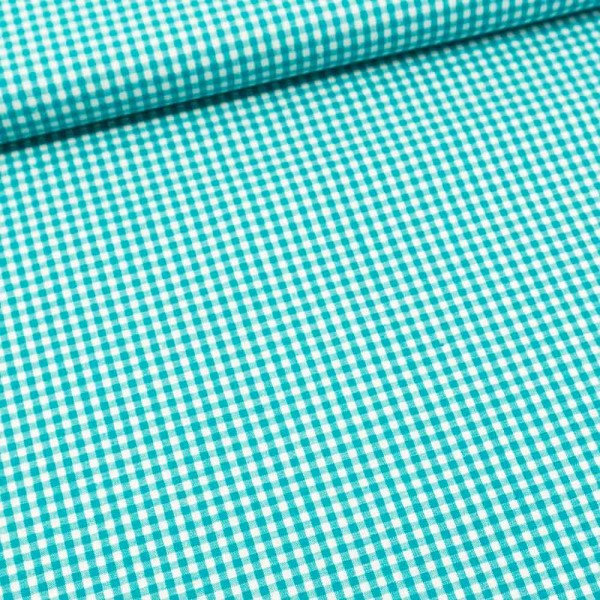 Baumwoll Popeline Karo klein 3mm petrol hell