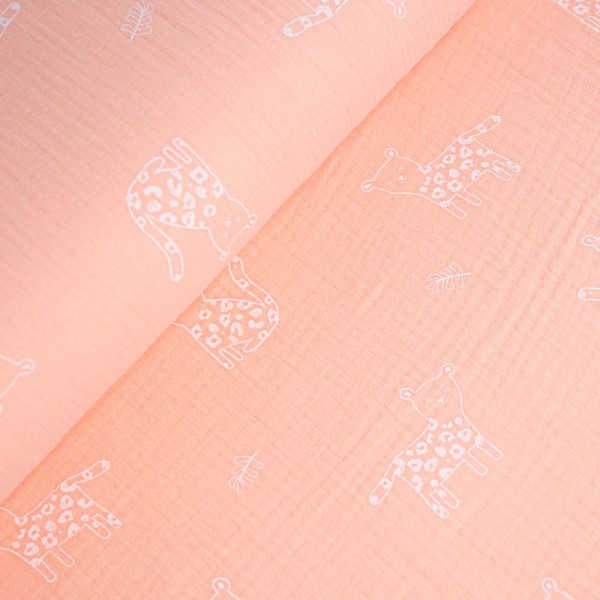 Musselin Double Gauze Leopard pastellrosa