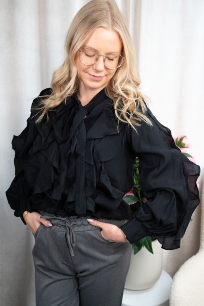 Volant Bluse Liana schwarz