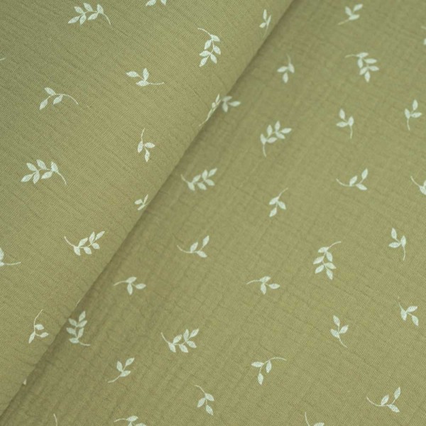 Musselin Double Gauze Zweigchen pistazie