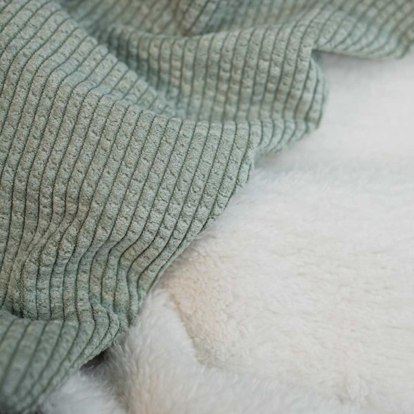 Breitcord Doubleface Teddy Innenseite salbei