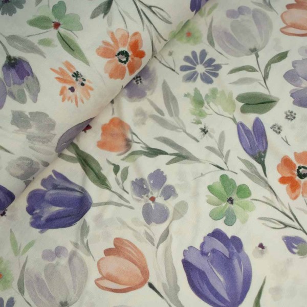 Bamboo Jersey Frühlingsblumen beere