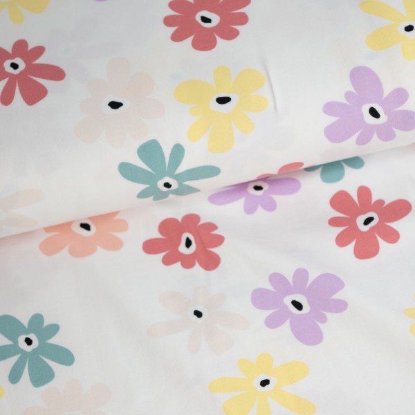 Baumwolljersey Gänseblümchen ecru