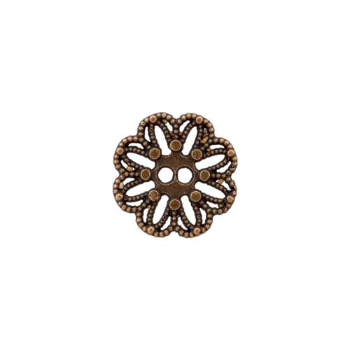 Metallknopf Blume 15mm altmessing