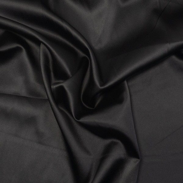 Satin Stretch Glänzend Uni schwarz