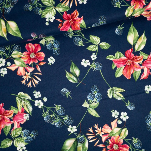 Gütermann Baumwollwebware Brilliant Brombeeren navy