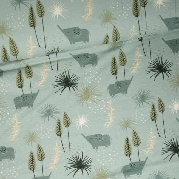 Baumwolljersey Elefant dusty mint